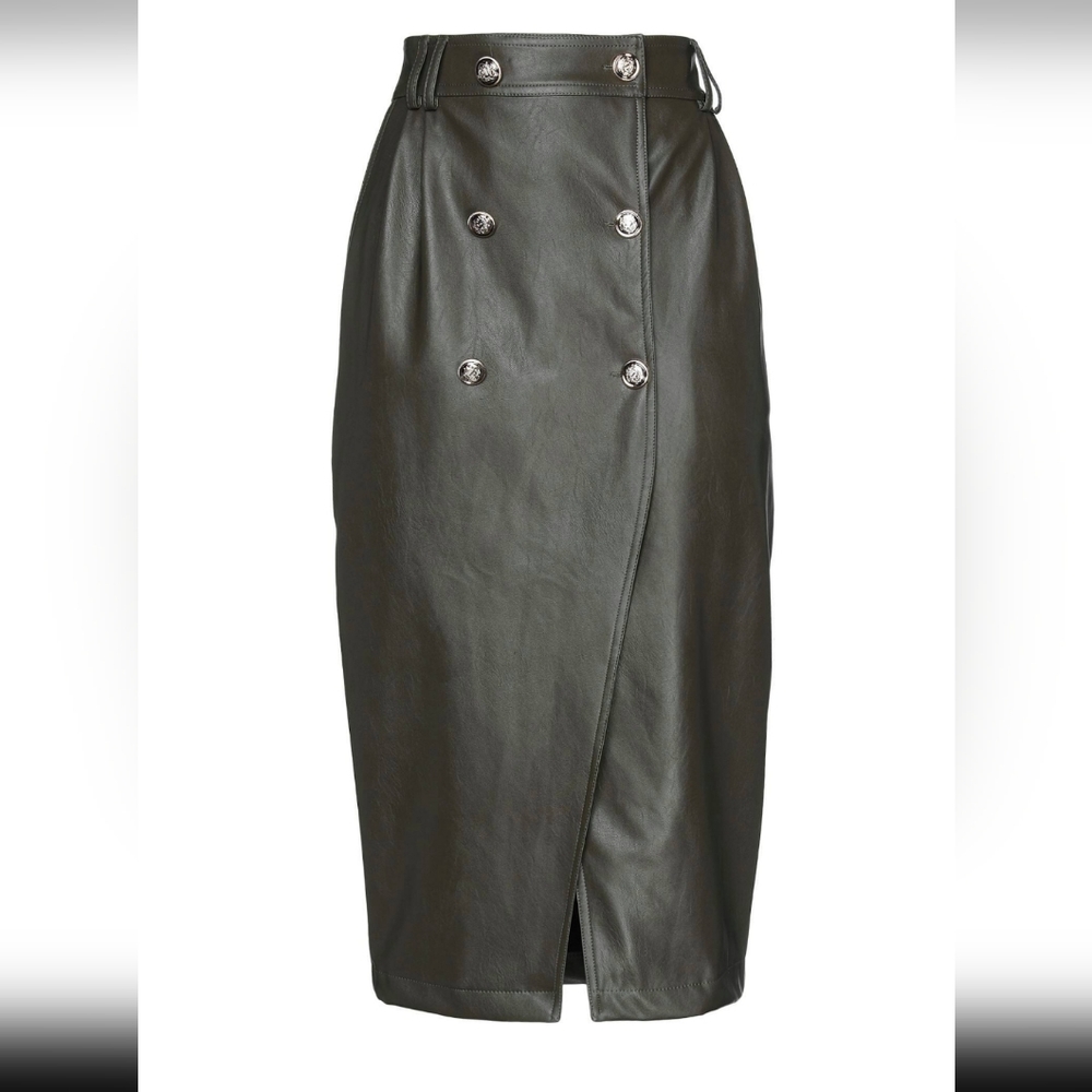 Angela Mele Milano Midi Leather Skirt